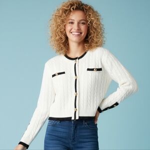 Women's White and Black Sweater